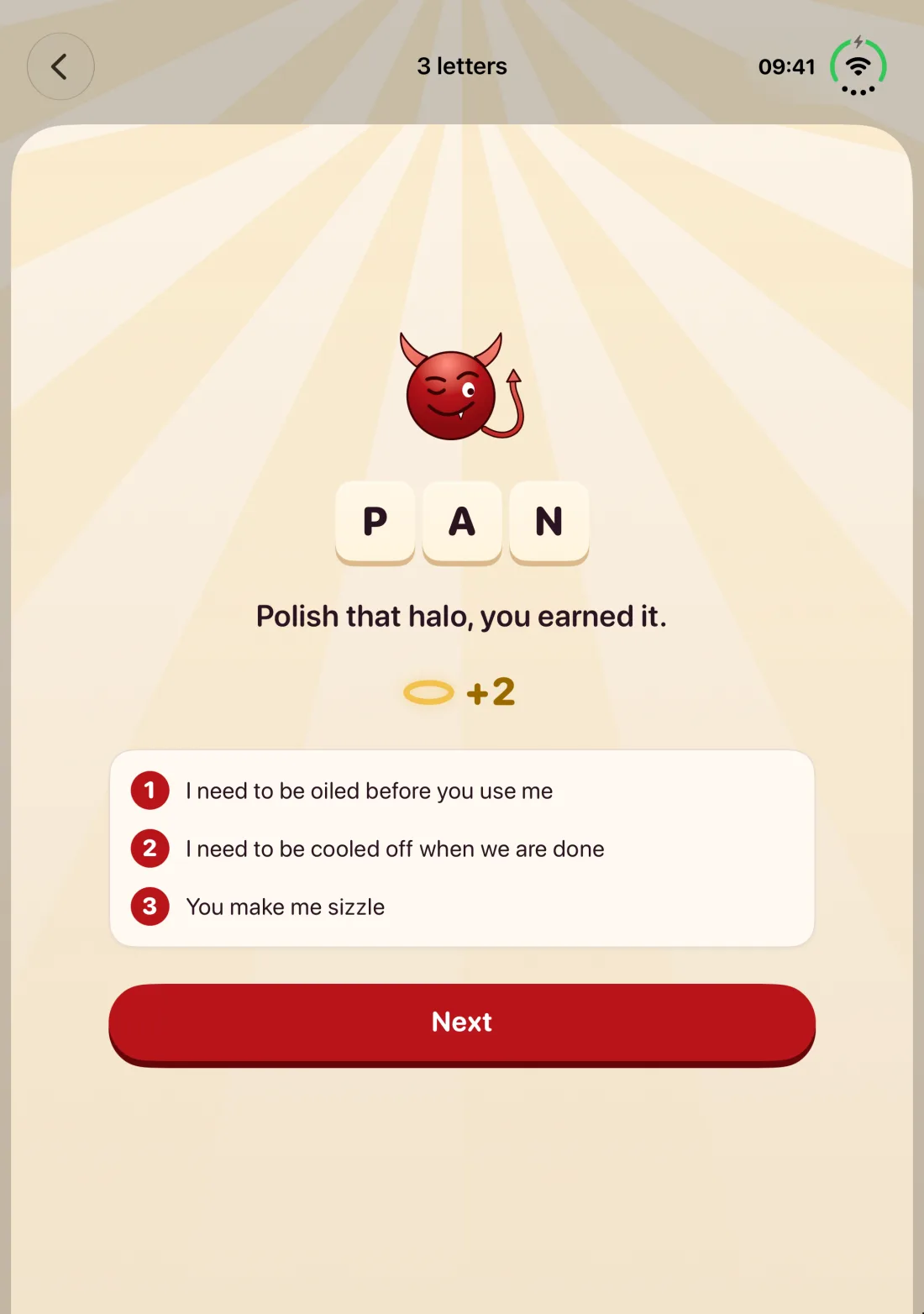 Dirty Minds on the iPhone Duo inner display: the solve screen for Pan