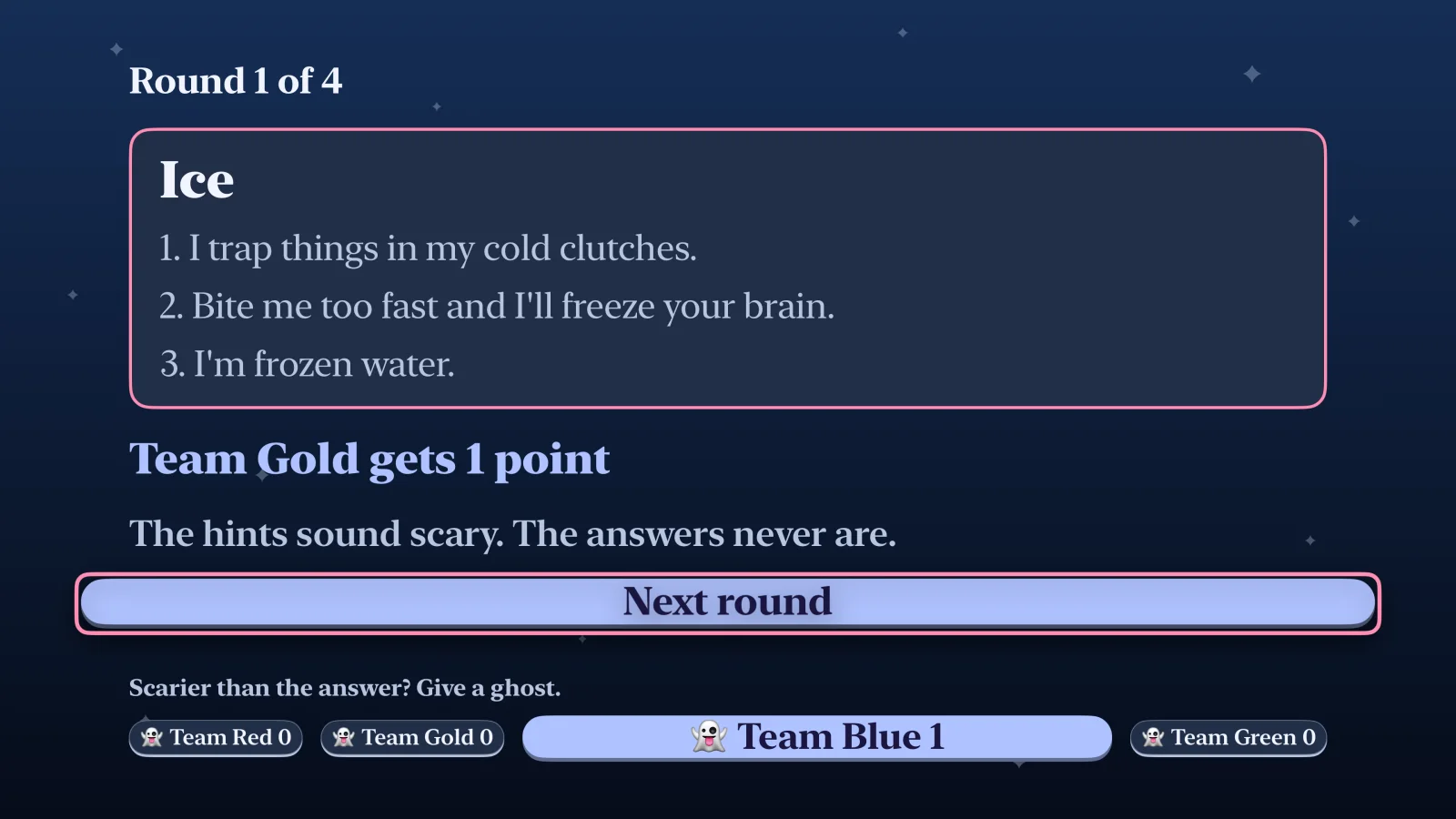 Scary Minds Party Time on Apple TV: the answer revealed with its three hints and a point awarded