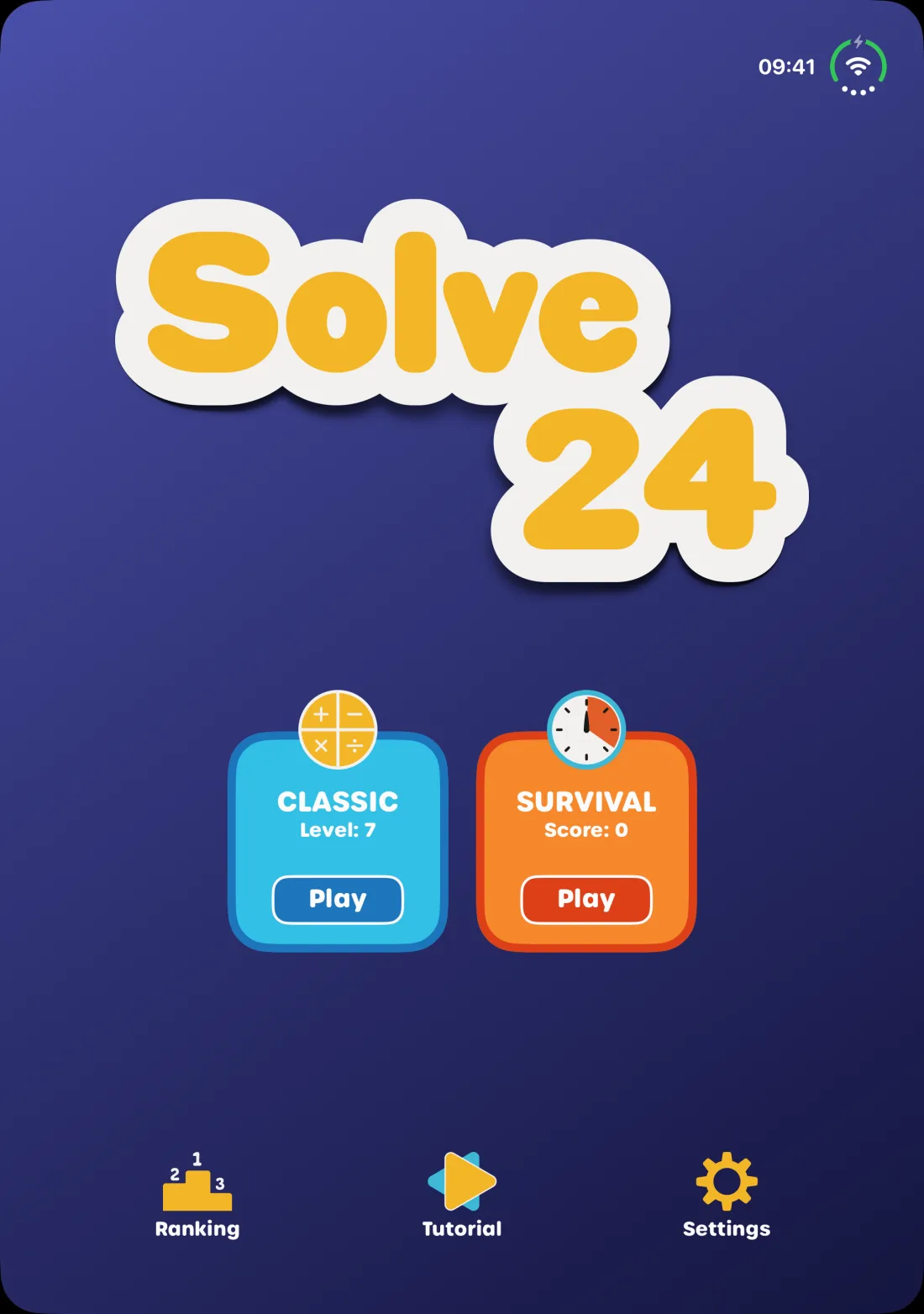 Solve 24 on the iPhone Duo inner display: Home