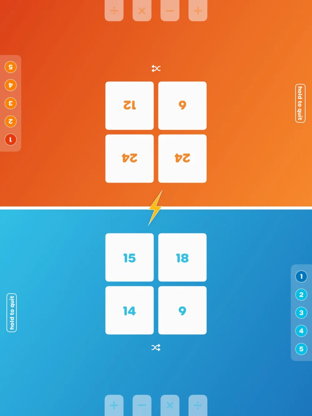 Faceoff on iPad: two players, each with their own board