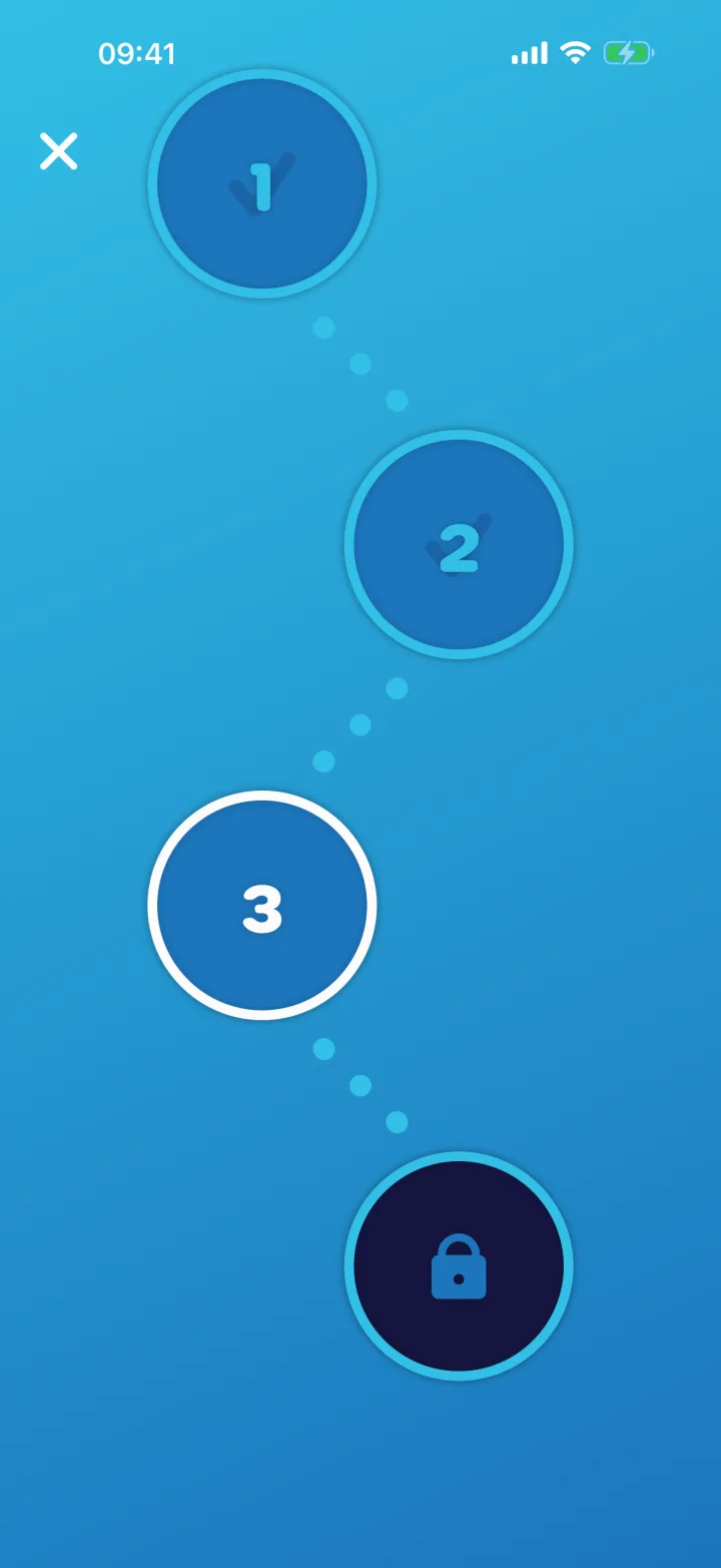 The Classic path in Solve 24 with Levels 1 and 2 solved and Level 3 next